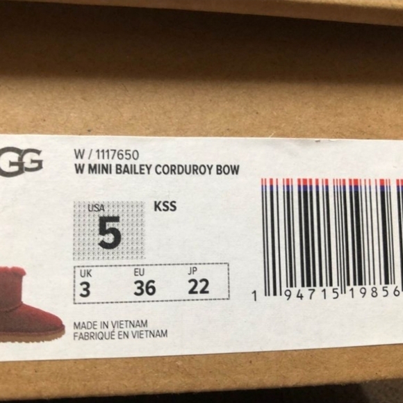 UGG W Baily Corduroy Bow KSS (red) - Picture 5 of 5